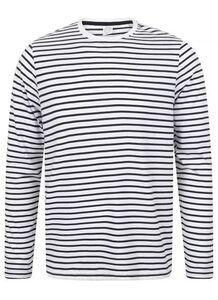 SF Men SF204 - Unisex Long Sleeved Striped T White/ Oxford Navy