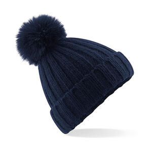 Beechfield B413 - Verbier Fur Pop Pom Chunky Beanie Navy