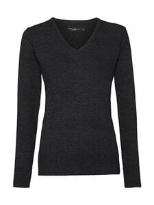 Russell Europe R-710F-0 - Ladies V-Neck Knitted Pullover Charcoal Marl