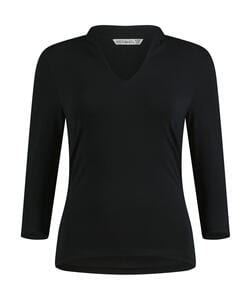 Kustom Kit KK785 - Regular Fit Mandarin Collar Top 3/4 Sleeve Black