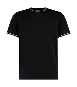 Kustom Kit KK519 - Fashion Fit Tipped Tee Black/White/Red 