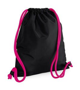 BagBase BG110 - Icon Drawstring Backpack Black/Fuchsia