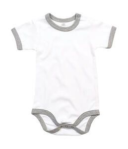 Babybugz BZ19 - BabyBugz Baby Ringer Bodysuit White/Heather Grey Melange