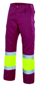 Velilla 157 - HV TWO-TONE TROUSERS MAROON/HI-VIS YELLOW