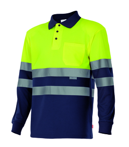 Velilla 175 - HV LS TWO-TONE POLO MARINE BLUE/HI-VIS YELLOW