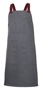 Velilla 404211B - BIB CANVAS APRON Grey/Maroon